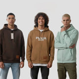 سويت شيرت هودي بسوستة رجالى ميلتون قطن 100% فستقي-بني غامق-بني فاتح شتوي من روبيس - 4012