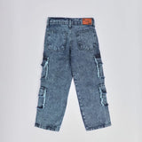 بنطلون 4 جيب شراشيب بناتي من سن 6 سنين ل 12 سنه بوي فريند تلبيس واسع جميع المواسم جينزغامق من الأنطوني جينز - 4014-dark