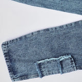 بنطلون 4 جيب شراشيب بناتي من سن 6 سنين ل 12 سنه بوي فريند تلبيس واسع جميع المواسم جينزغامق من الأنطوني جينز - 4014-dark