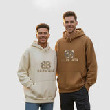 سويت شيرت هودي رجالى ميلتون قطن 100% بني-اوف وايت شتوي من روبيس - 4022