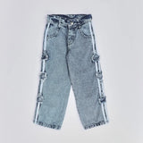 بنطلون اديداس قلوب بناتي من سن 6 سنين ل 12 سنه بوي فريند تلبيس واسع جميع المواسم جينز فاتح من الأنطوني جينز - 4023-light