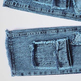 بنطلون جيوب وقلوب بناتي من سن 6 سنين ل 12 سنه بوي فريند تلبيس واسع جميع المواسم جينزغامق من الأنطوني جينز - 4026-dark