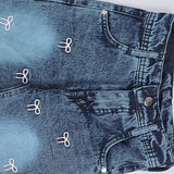 بنطلون فيونكه بناتي من سن 6 سنين ل 12 سنه بوي فريند تلبيس واسع جميع المواسم جينزغامق من الأنطوني جينز - 4042