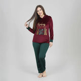 بيجامه مطبوع قطعتين حريمي قطيفه هايدي الوان متعدده شتوي من ايه ال واي - 4103