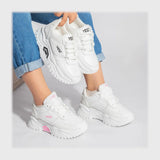 حذاء سنيكرز حريمى فوندي جلد إسكاي مستورد ونعل PVC حقن الوان متعددة جميع المواسم من لابتوب - 424