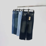 بنطلون جينز تلبيس مظبوط حريمى ربعاية درجة اولي كحلي فاتح جميع المواسم من حواء جينز - 439-3