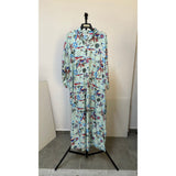 Orkida Printed Long Sleeves Long Dress for Women, Polyester - Baby Blue