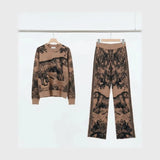 طقم تريكو مطبوع حريمي تريكو الوان متعددة شتوي من إم كيه إم فاشون - 4600