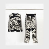 طقم تريكو مطبوع حريمي تريكو الوان متعددة شتوي من إم كيه إم فاشون - 4600