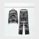 طقم تريكو مطبوع حريمي تريكو الوان متعددة شتوي من إم كيه إم فاشون - 4600