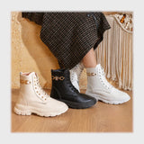 حذاء هاف بوت حريمى فوندي جلد إسكاي مستورد ونعل PVC حقن الوان متعددة شتوى من اكس تو - 490