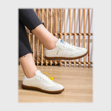 حذاء سنيكرز حريمى فوندي جلد إسكاي مستورد ونعل PVC حقن ابيض جميع المواسم من ساندي - 498-WH