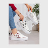 حذاء سنيكرز حريمى فوندي جلد إسكاي مستورد ونعل PVC حقن الوان متعددة جميع المواسم من سفن جي - 5050