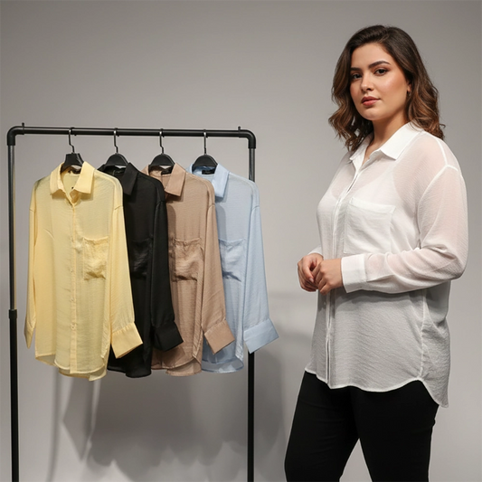 شميز ساده حريمى ساده لينين الوان متعددة شتوي من دبيو بي - 5283