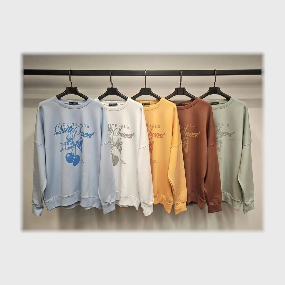 سويتشيرت راوند مطبوع حريمى قطن 90% ليكرا 10% الوان متعددة شتوي من دبيو بي - 5670