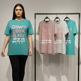 تيشرت اوفر سايز مطبوع حريمى قطن 100% الوان متعددة شتوي من دبيو بي - 5676