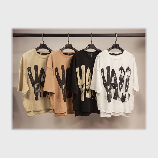 تيشرت اوفر سايز مطبوع حريمى قطن 100% الوان متعددة شتوي من دبيو بي - 5683