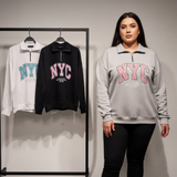 سويتشيرت نص سوسته مطبوع حريمى قطن 90% ليكرا 10% الوان متعددة شتوي من دبيو بي - 5700