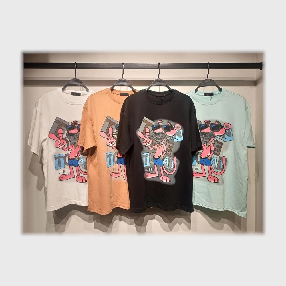 تيشرت اوفر سايز مطبوع حريمى قطن 100% الوان متعددة شتوي من دبيو بي - 5709