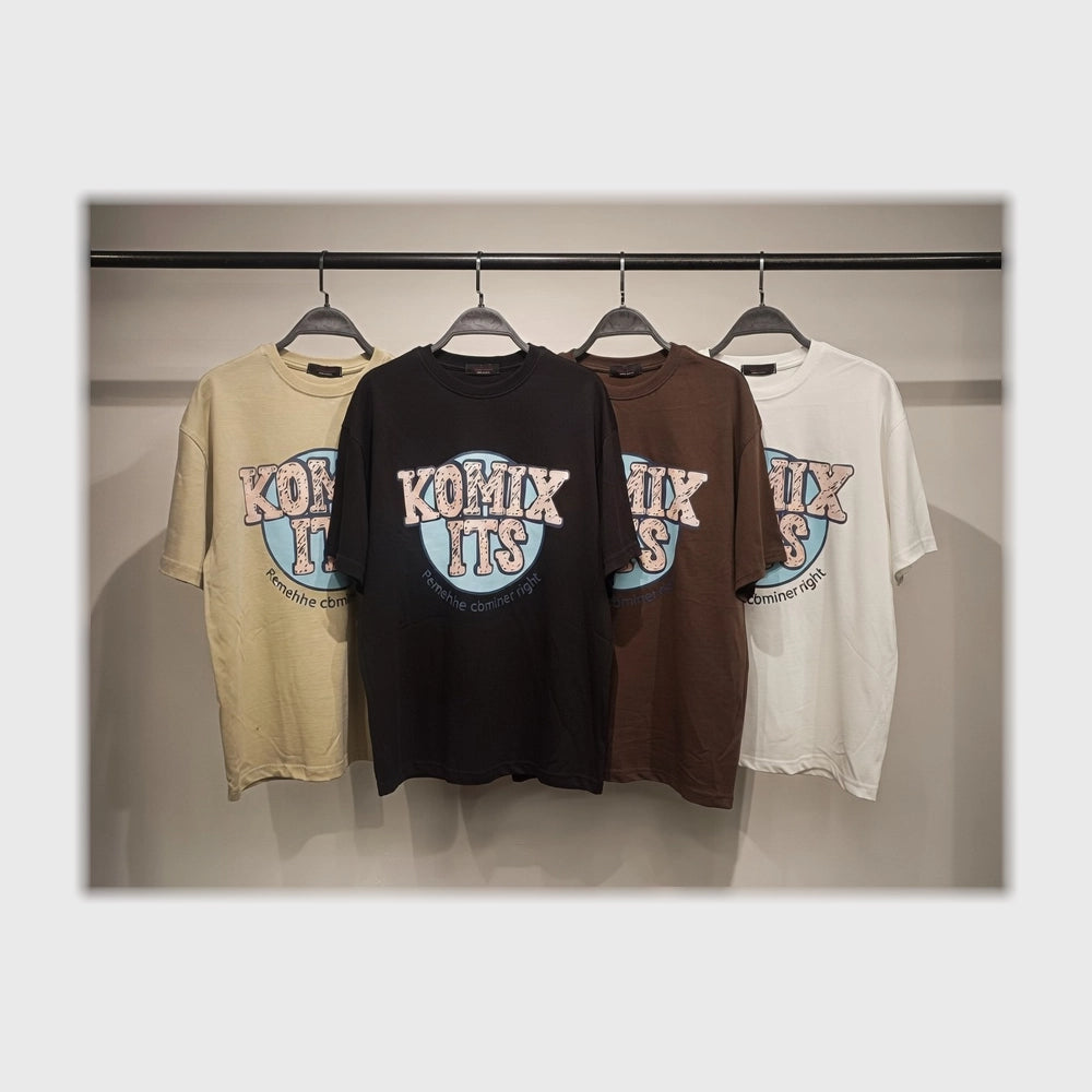 تيشرت اوفر سايز مطبوع حريمى قطن 100% الوان متعددة شتوي من دبيو بي - 5719