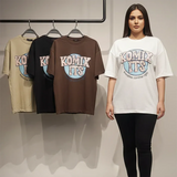 تيشرت اوفر سايز مطبوع حريمى قطن 100% الوان متعددة شتوي من دبيو بي - 5719