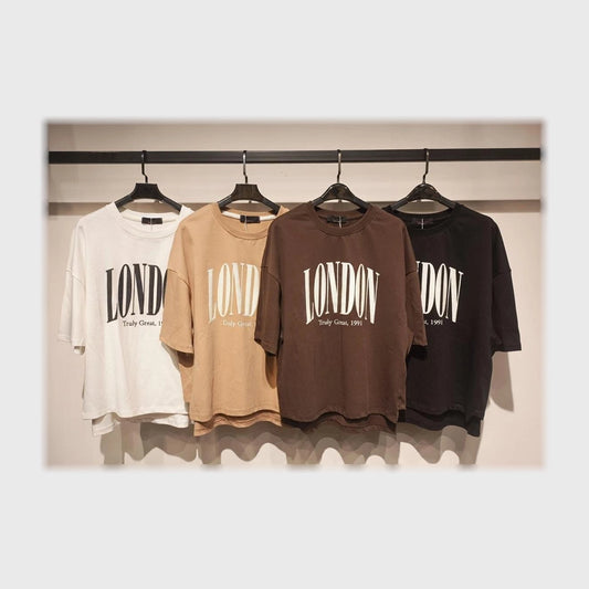 تيشرت اوفر سايز مطبوع حريمى قطن 100% الوان متعددة شتوي من دبيو بي - 5723