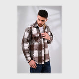 قميص كاروهات تقطيع رجالى جوخ الوان متعددة شتوى من مودرن اوتفيت - 596