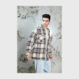 قميص اكمام طويلة فرو تقطيع رجالى جوخ الوان متعددة شتوي من قميص - 596