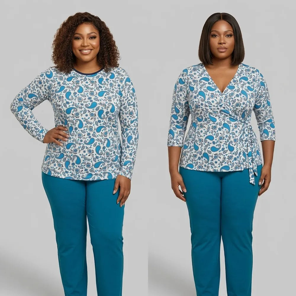 بيجامه دفاية قطعتين حريمى فايبر مبطن الوان متعددة شتوى من ميجو تكس - 600c-bl