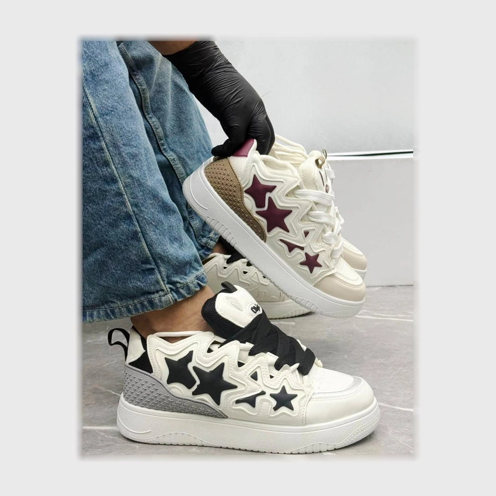 حذاء سنيكرز رجالى فوندي جلد إسكاي مستورد ونعل PVC حقن الوان متعددة جميع المواسم من ستوك - 604