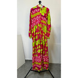 Orkida Printed Long Sleeves Long Dress for Women, Polyester - Fuchsia