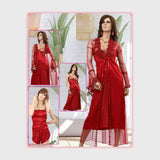 قميص نوم قطعتين حريمى ستان الوان متعددة من الندى - 7070