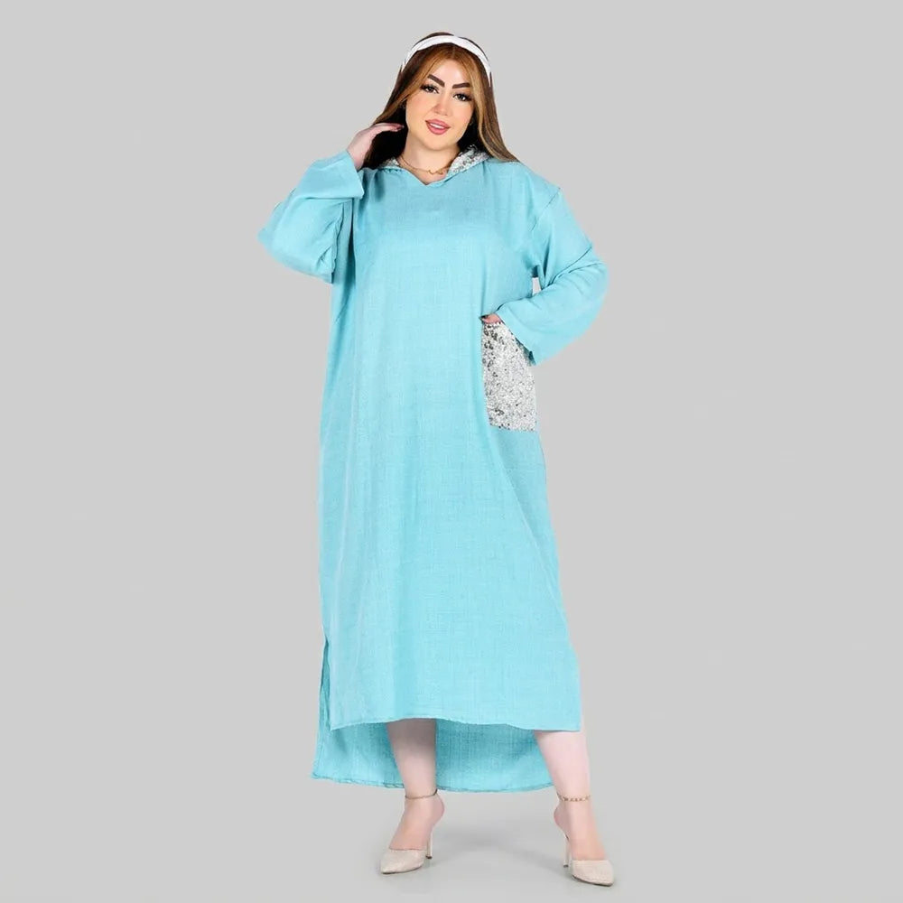 فستان ساده بكابيشوة حريمى كتان فرنساوي الوان متعددة شتوى من بامبي - 7100