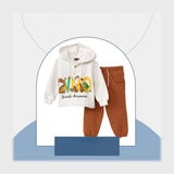 ترنج قطعتين بكابيشوه اطفالي قطن ميلتون الوان متعددة شتوي من سيكا فاشون - 7135