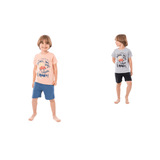 ترنج قطعتين  تيشرت وشورت  اولادي قطن 100% الوان متعددة صيفي من جوام ام -73-2023