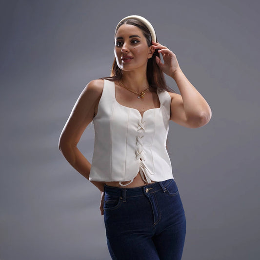 بليزر كت حريمي جبردين ابيض صيفي من ديفاتشي - 7315-2