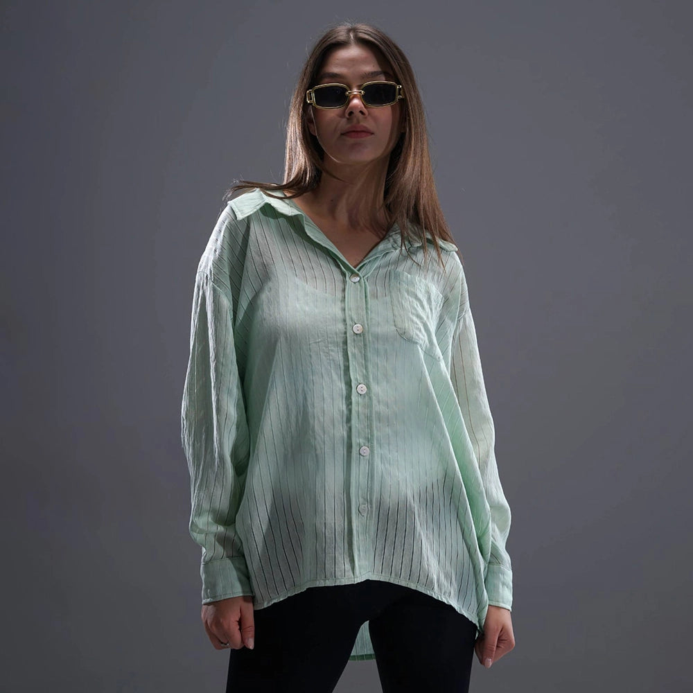 قميص اكمام طويلة حريمي كتان اسود صيفي من ديفاتشي - 7370