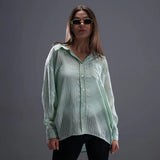 قميص اكمام طويلة حريمي كتان بيستاج صيفي من ديفاتشي - 7370-2