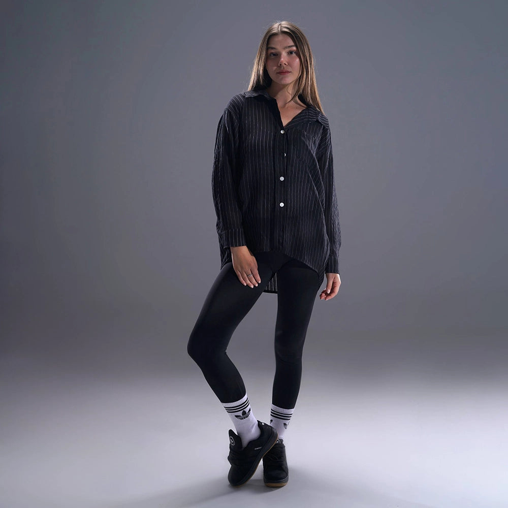 قميص اكمام طويلة حريمي كتان اسود صيفي من ديفاتشي - 7370