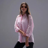 قميص اكمام طويلة حريمي كتان فوشيا صيفي من ديفاتشي - 7385