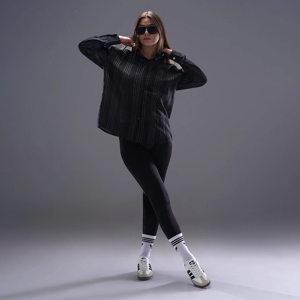 قميص اكمام طويلة حريمي كتان اسود صيفي من ديفاتشي - 7385-4