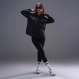 قميص اكمام طويلة حريمي كتان اسود صيفي من ديفاتشي - 7385-4