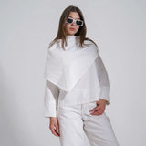 بلوزه اكمام طويلة حريمي بوبلين ابيض صيفي من ديفاتشي - 7525-6