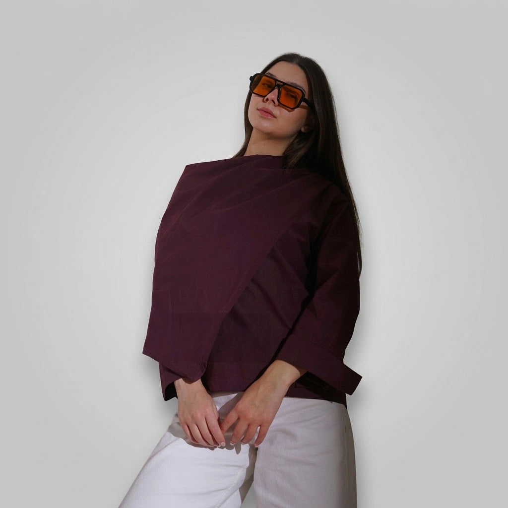 بلوزه اكمام طويلة حريمي بوبلين نبيتي صيفي من ديفاتشي - 7525-8