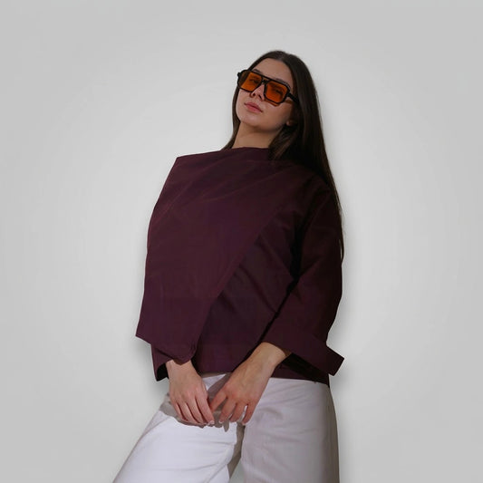 بلوزه اكمام طويلة حريمي بوبلين نبيتي صيفي من ديفاتشي - 7525-8