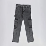 بنطلون 4 جيب اولادي من سن 9 سنين ل 12 سنه بوي فريند تلبيس واسع جميع المواسم رمادي غامق من الأنطوني جينز - 8003-grey