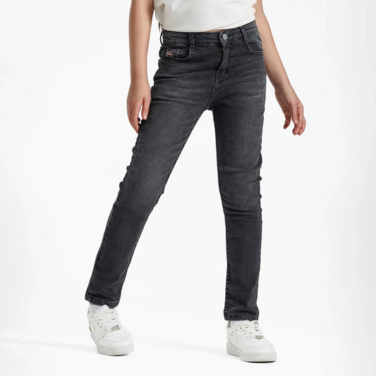 بنطلون جينز سليم فيت بناتى جينز رباعيه ليكرا اسود جميع المواسم من ريمنت - 804