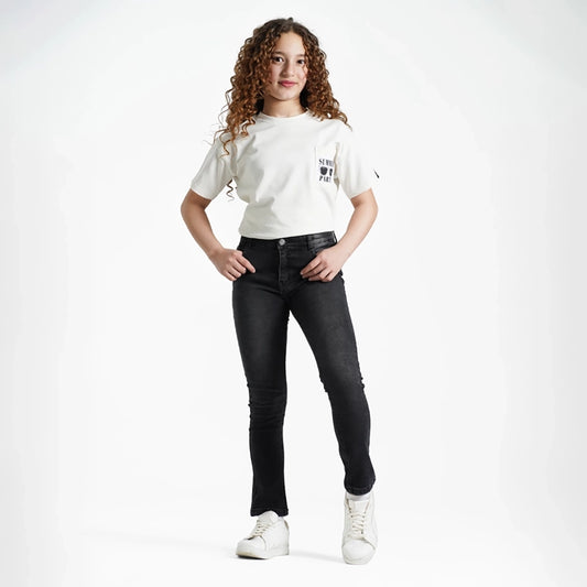 بنطلون جينز سليم فيت بناتى جينز رباعيه ليكرا اسود جميع المواسم من ريمنت - 819