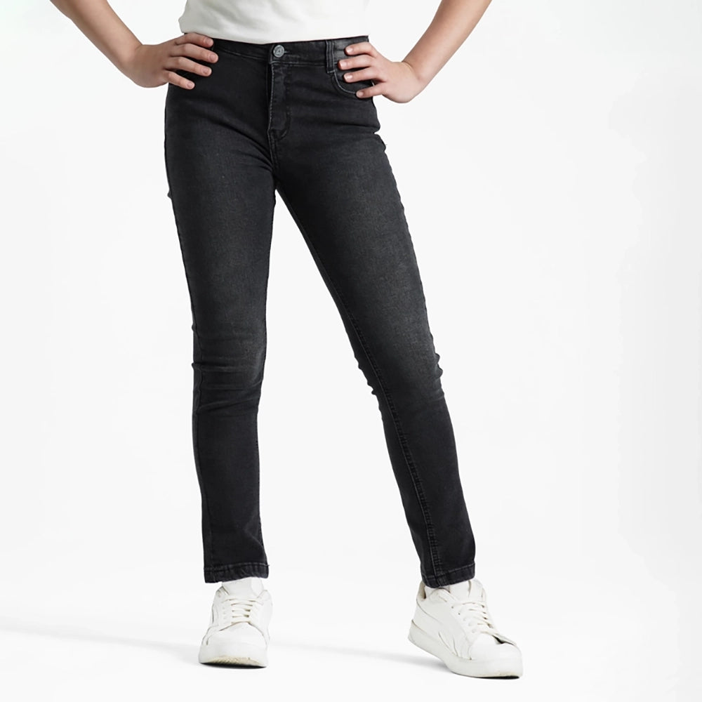 بنطلون جينز سليم فيت بناتى جينز رباعيه ليكرا اسود جميع المواسم من ريمنت - 819