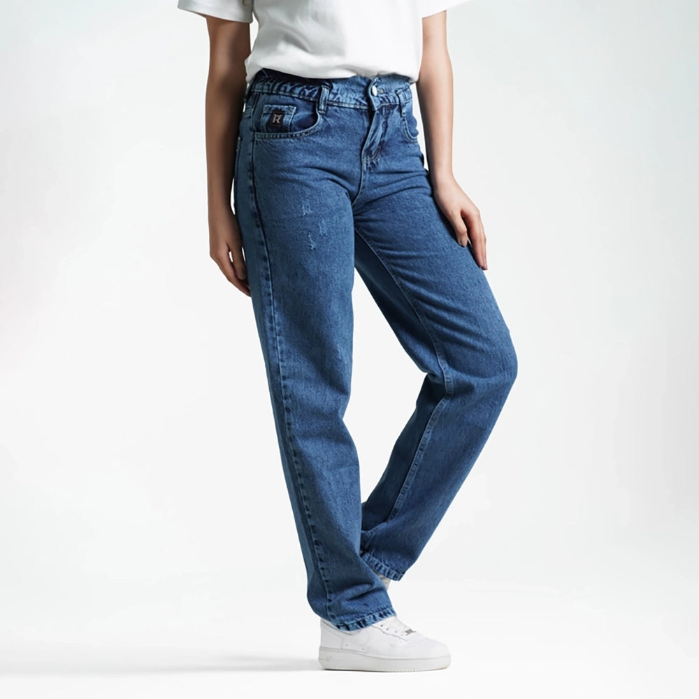 بنطلون جينز بوي فريند بناتى جينز رباعيه ليكرا الوان متعددة جميع المواسم من ريمنت - 831